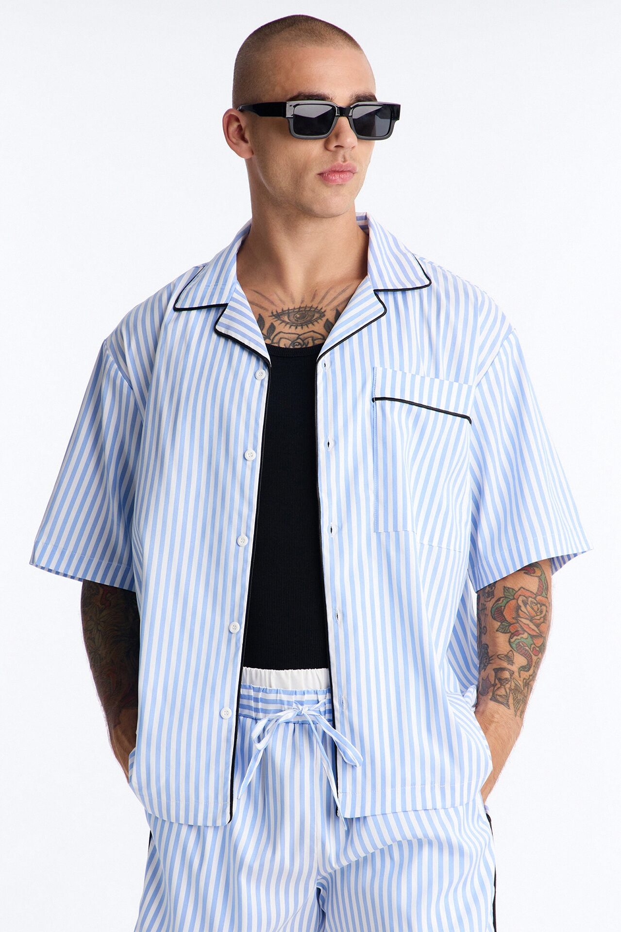 Cozy Night In Stripe Lounge Top - Blue/combo