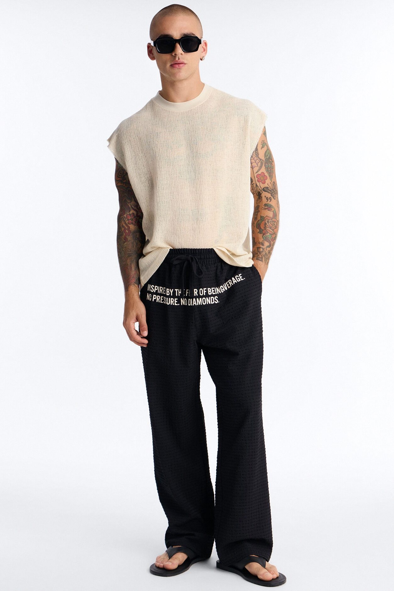 Oversized Sand Shell Sleeveless Tee - Oatmeal