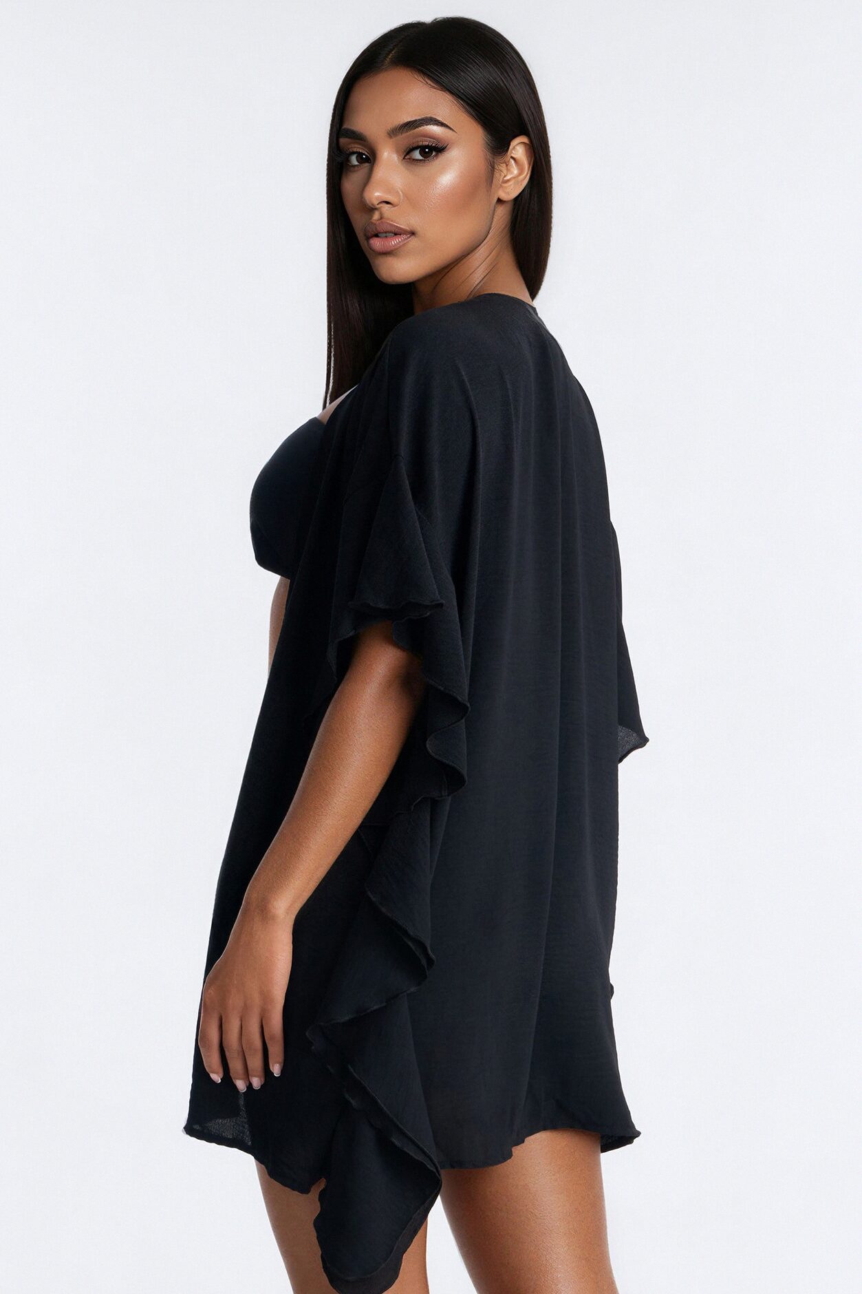 Sandy Feet Swim Cover Up Kimono - Black
