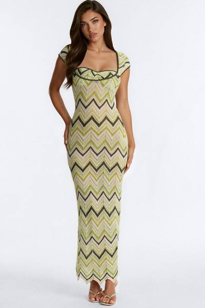 Capri Sunset Crochet Maxi Dress - Green