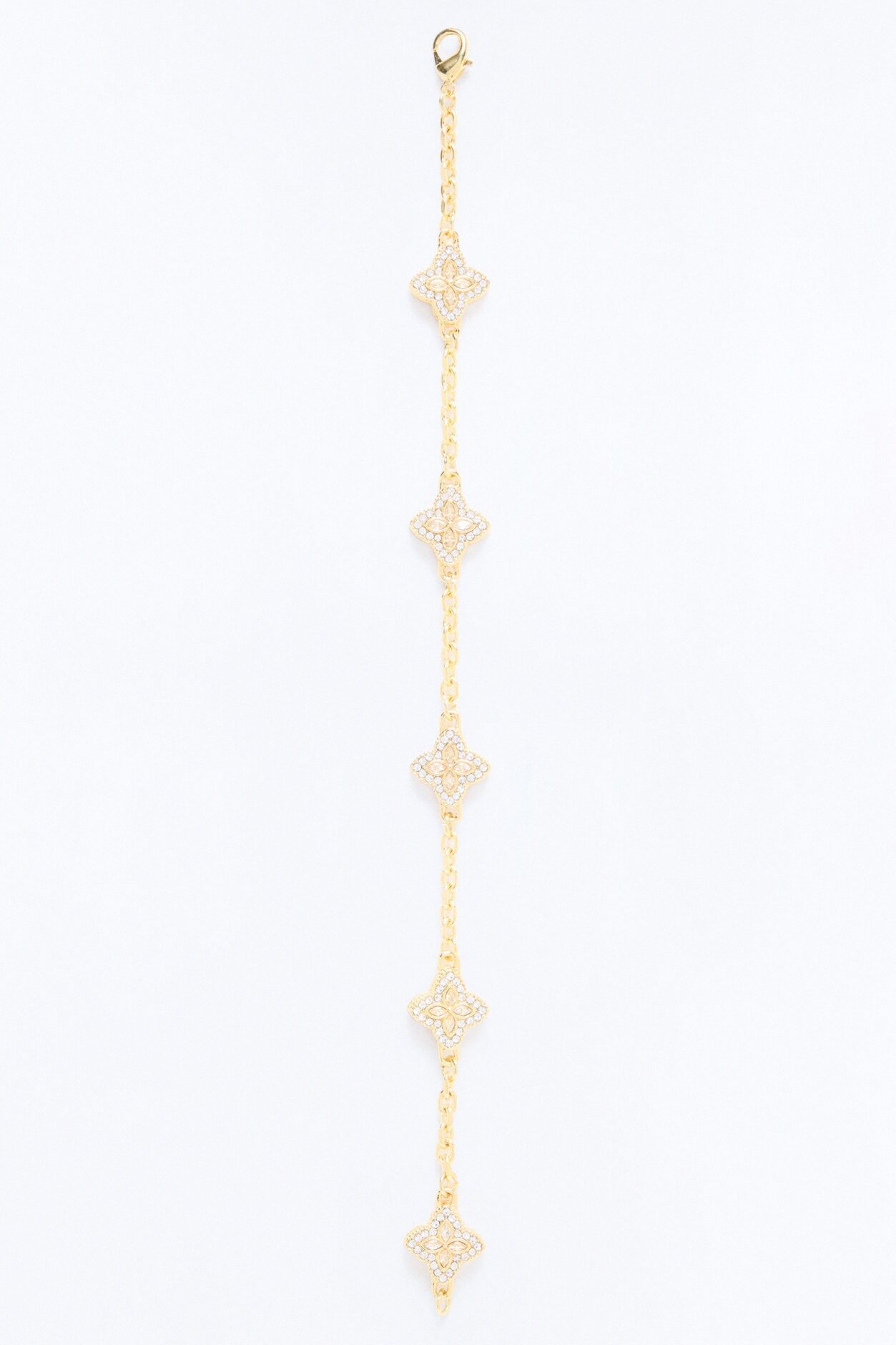 Genesis Rhinestone Clover Bracelet - Gold