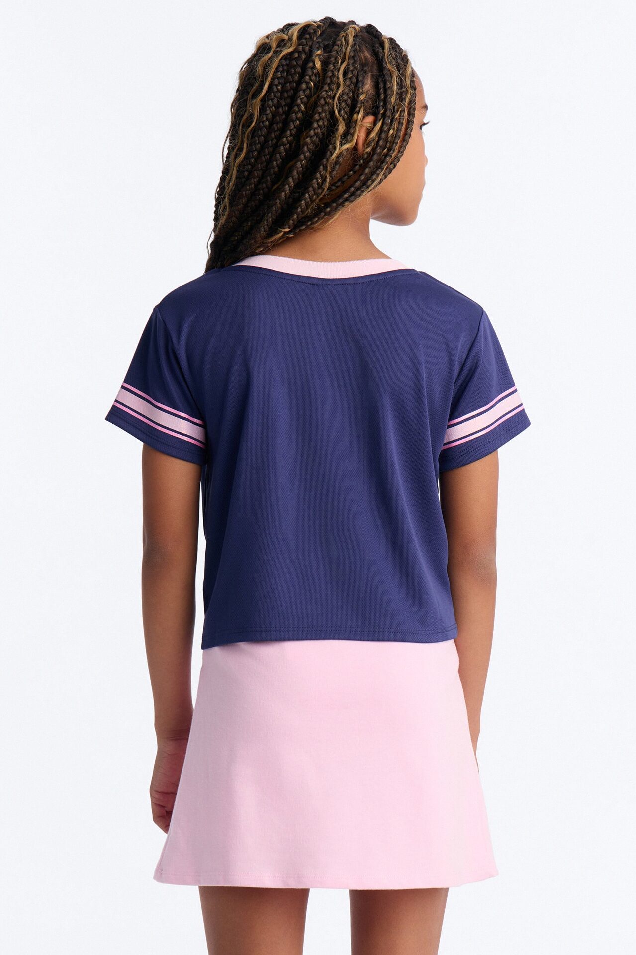 Mini Born To Win Pleated Skirt Set - Navy/combo