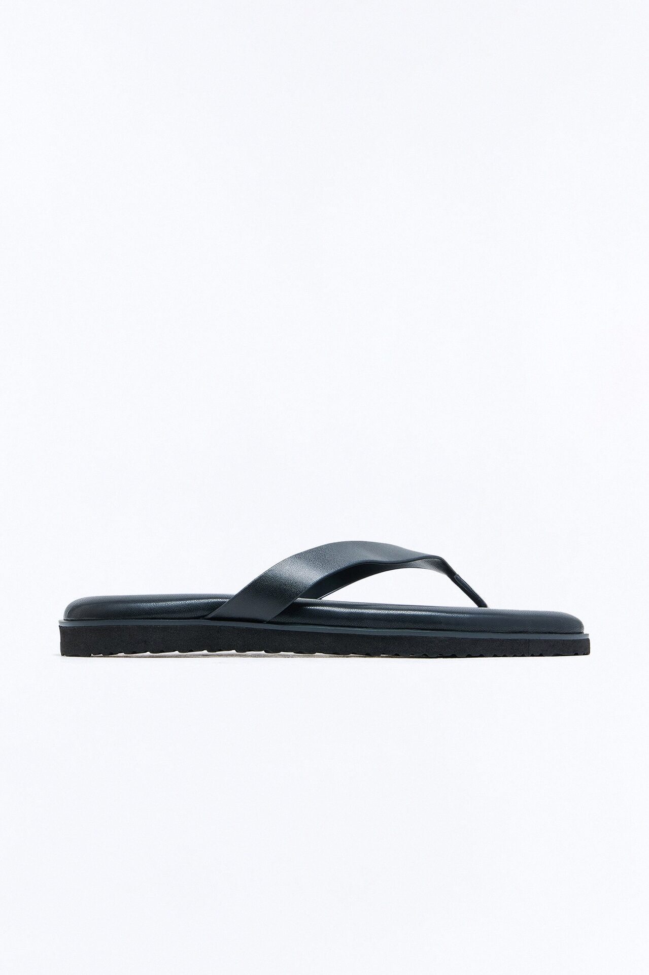 Faux Leather Flip Flop Sandal - Black