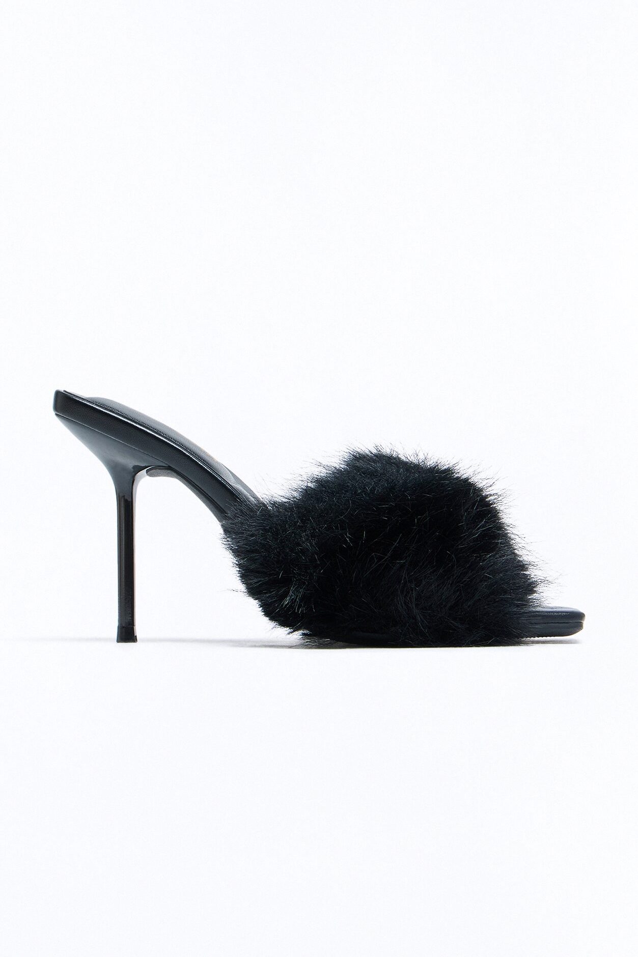 Margaret Fur Trim Heels - Black