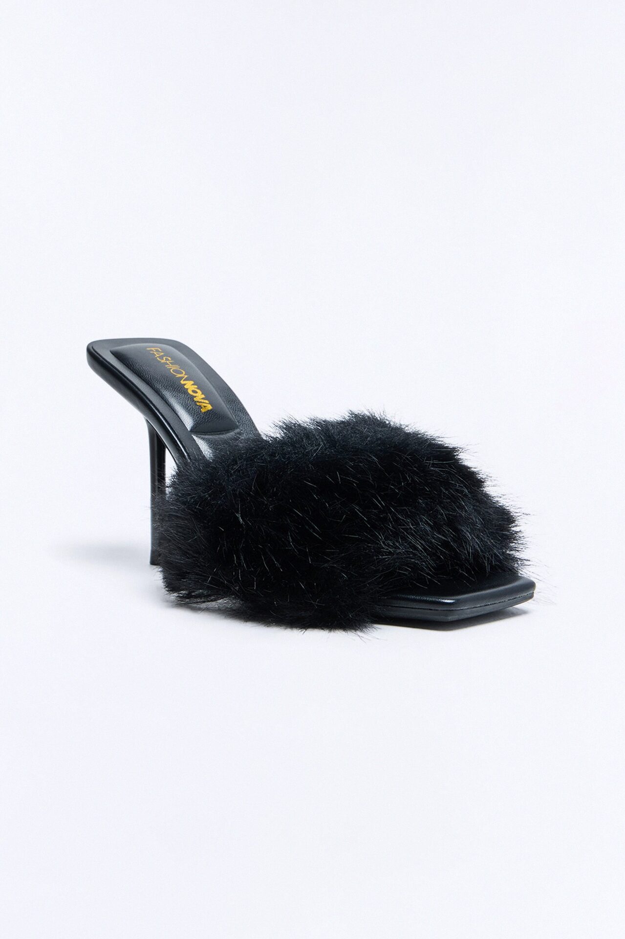 Margaret Fur Trim Heels - Black