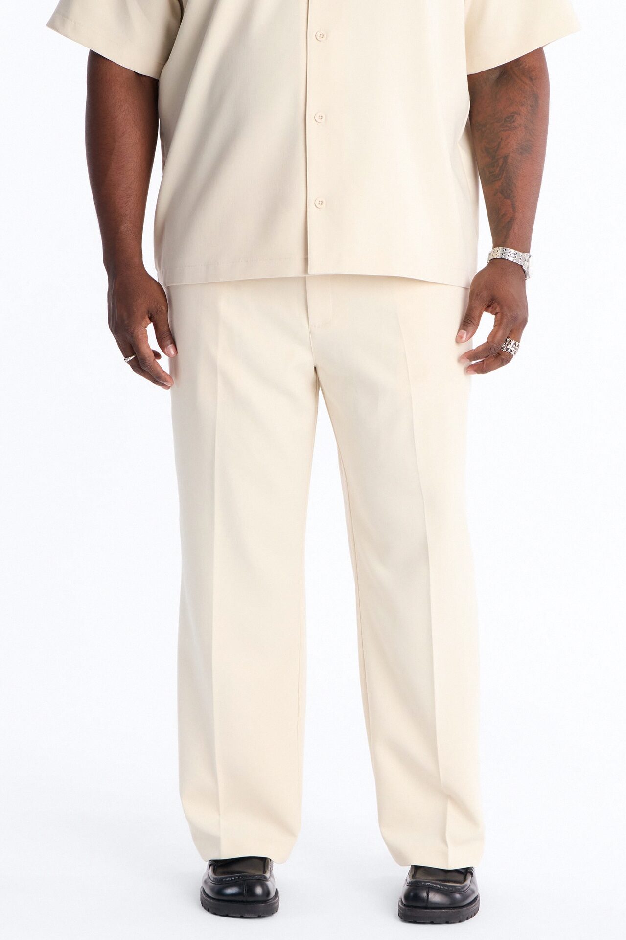 Modern Essential Relaxed Straight Hybrid Waist Trouser - Beige