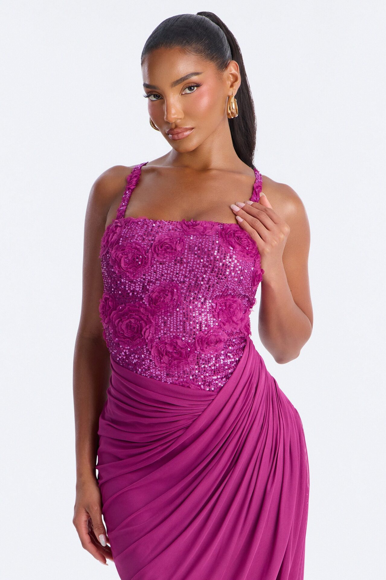 Kiss And Tell Embellished Gown - Magenta