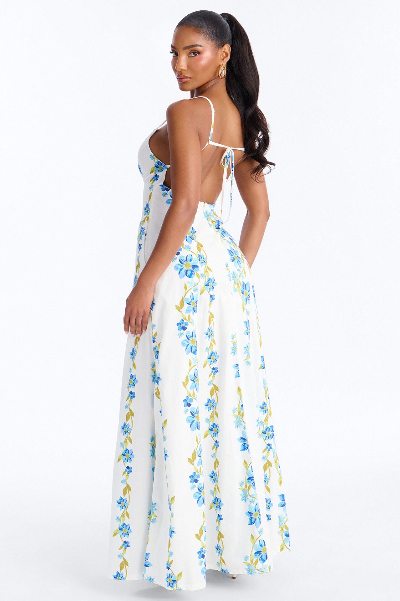 Daytime Shine Linen Maxi Dress - Blue/combo