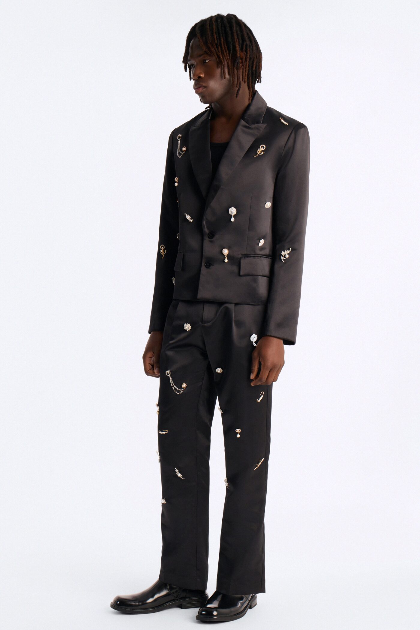 Regal All Over Brooch Single Breasted Blazer - Black