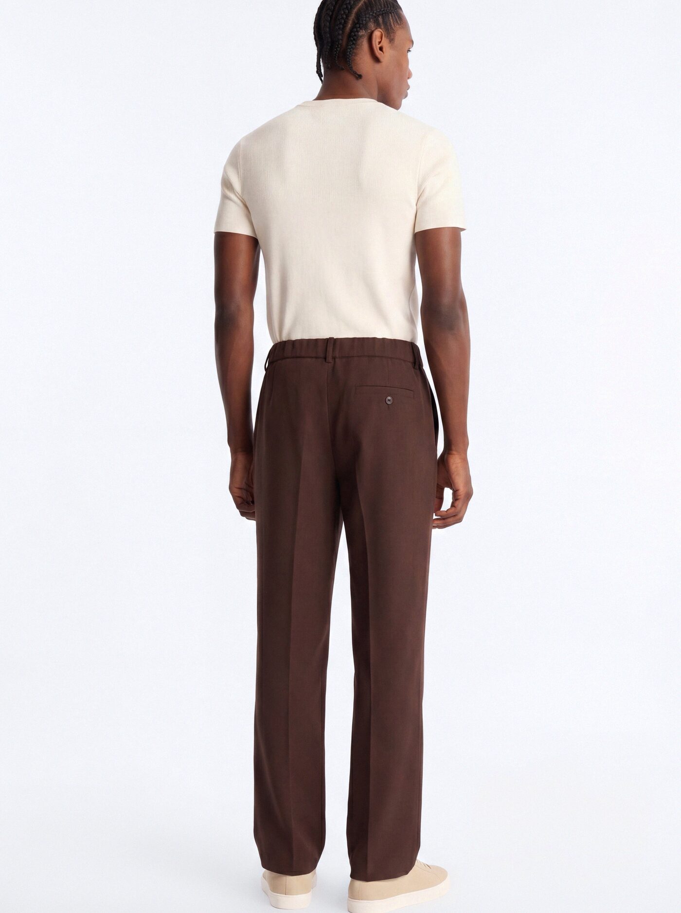 Modern Essential Relaxed Straight Hybrid Waist Trouser - Chocolate