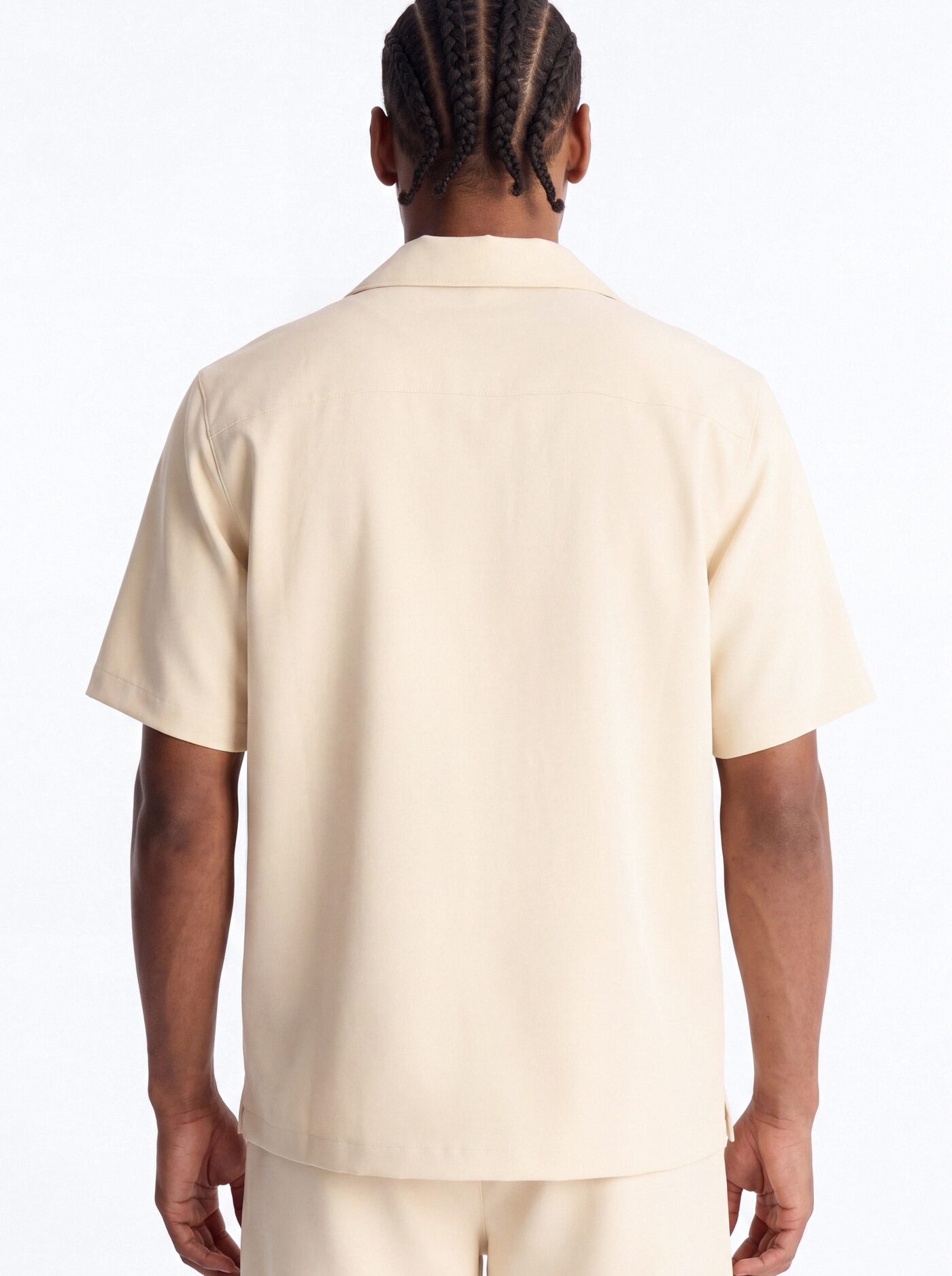 Modern Essential Sleeve Cuban Collar Button Down - Beige
