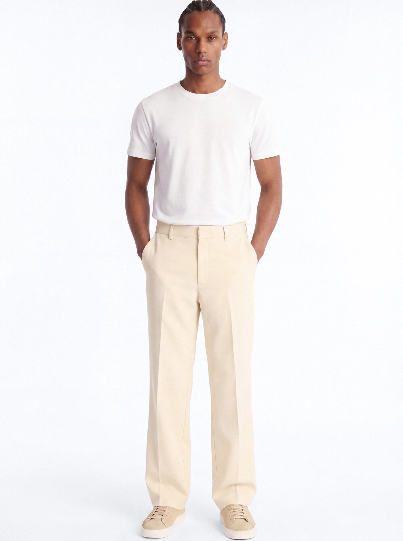 Modern Essential Relaxed Straight Hybrid Waist Trouser - Beige