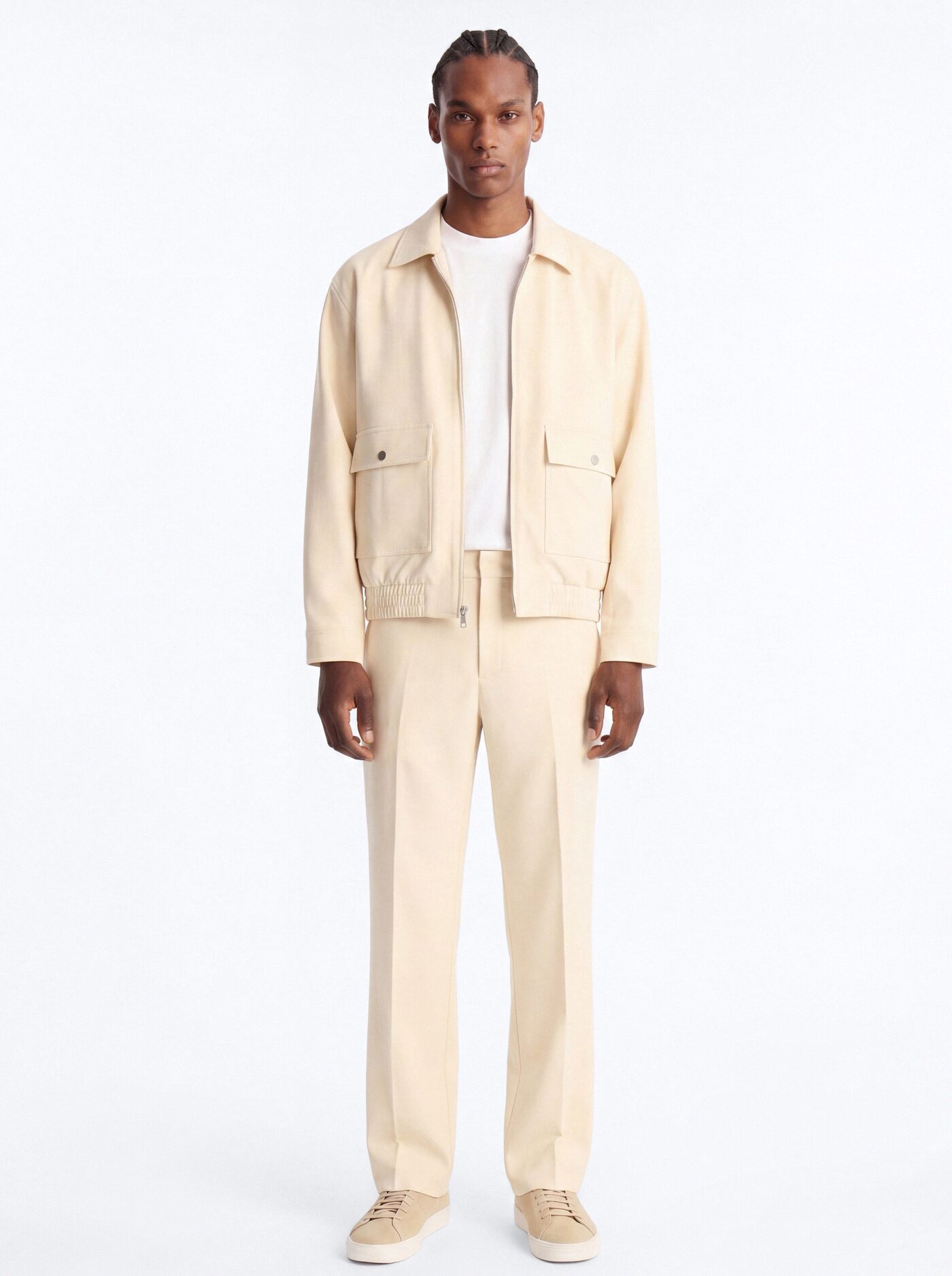 Modern Essential Relaxed Straight Hybrid Waist Trouser - Beige