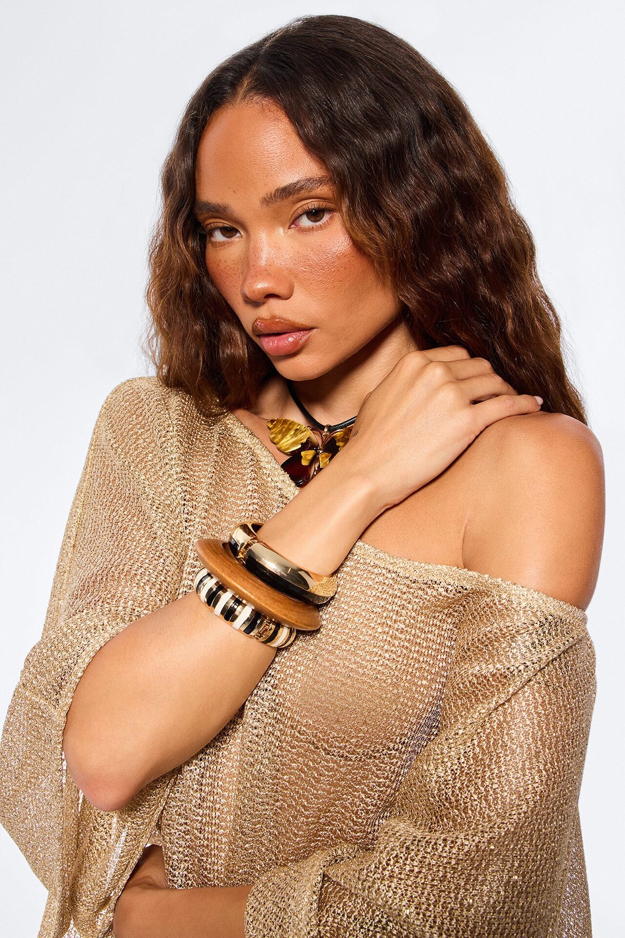 Bali Tide 3 Piece Bracelet Set - Gold/Black