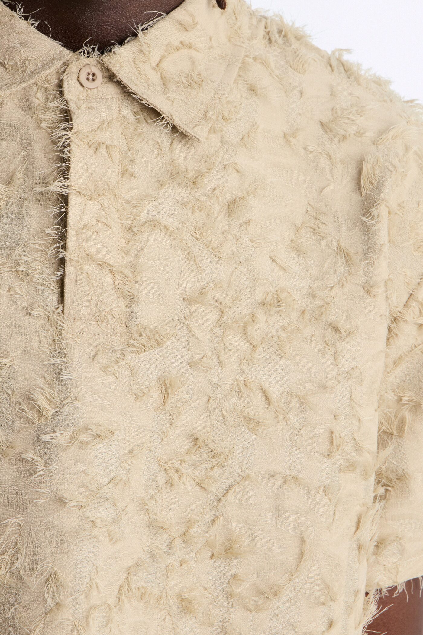 Oversized Kelpstone Textured Polo - LightBrown