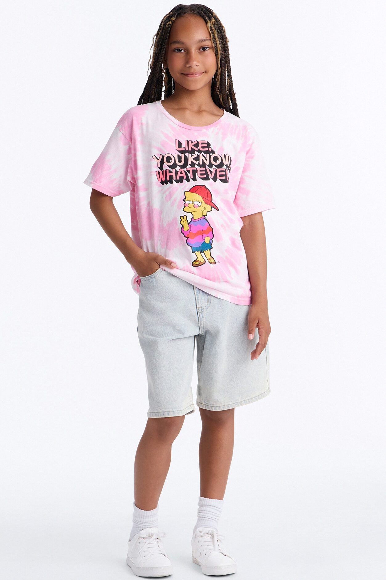 Mini Lisa Simpson Like Whatever Short Sleeve Tee - Pink/combo