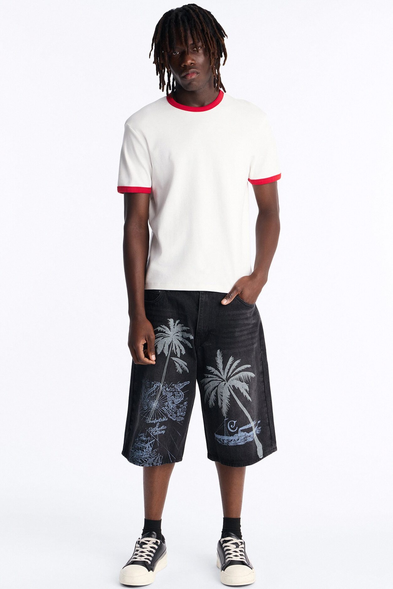 Baggy Palm Breeze Denim Short - Black Wash