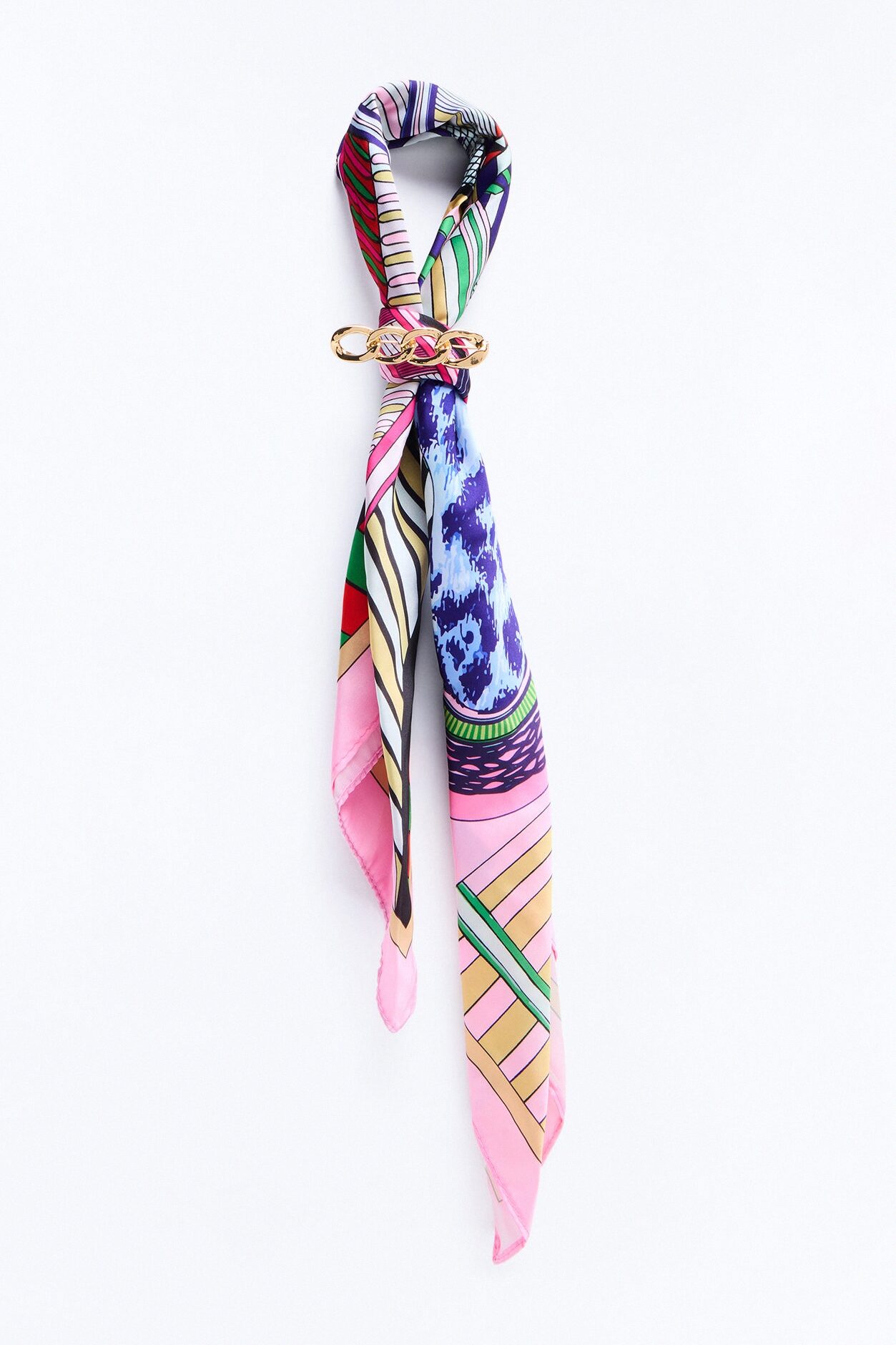 Gallery Piece Head Scarf And Brooch Set - Multi Color