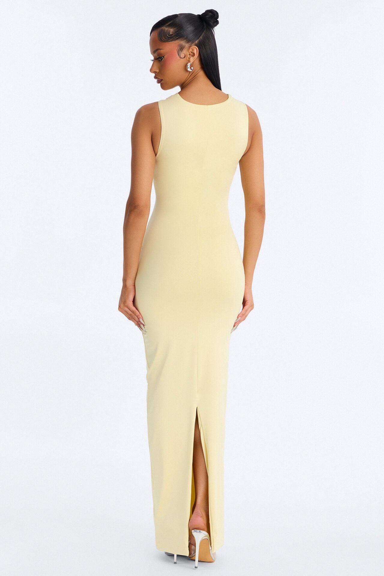 Contour Double Lined Straight Neck Maxi Dress - Butter Yellow