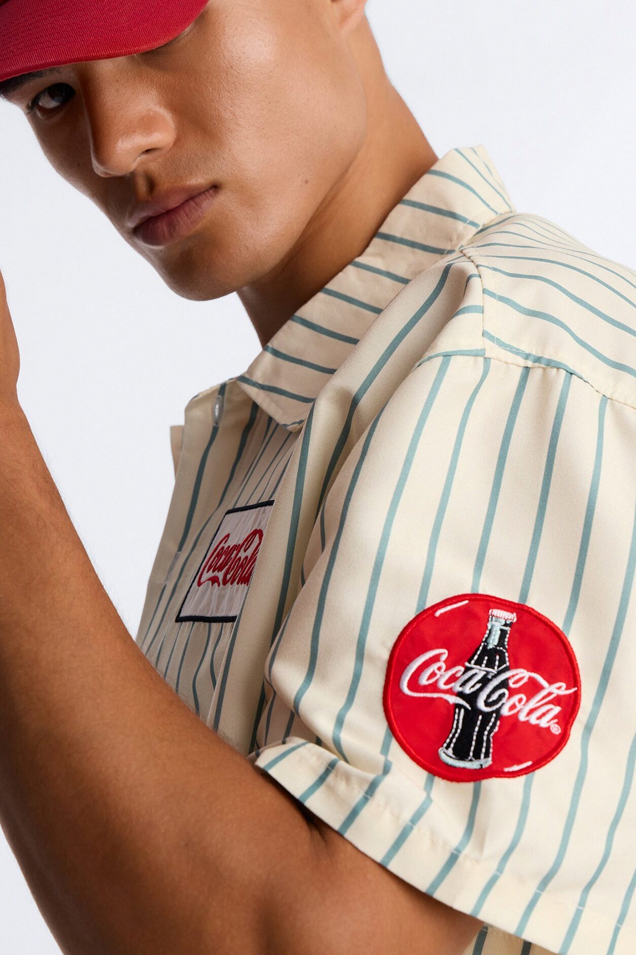 Coca Cola Pop Art Cuban Collar Button Up Shirt - Off White/combo