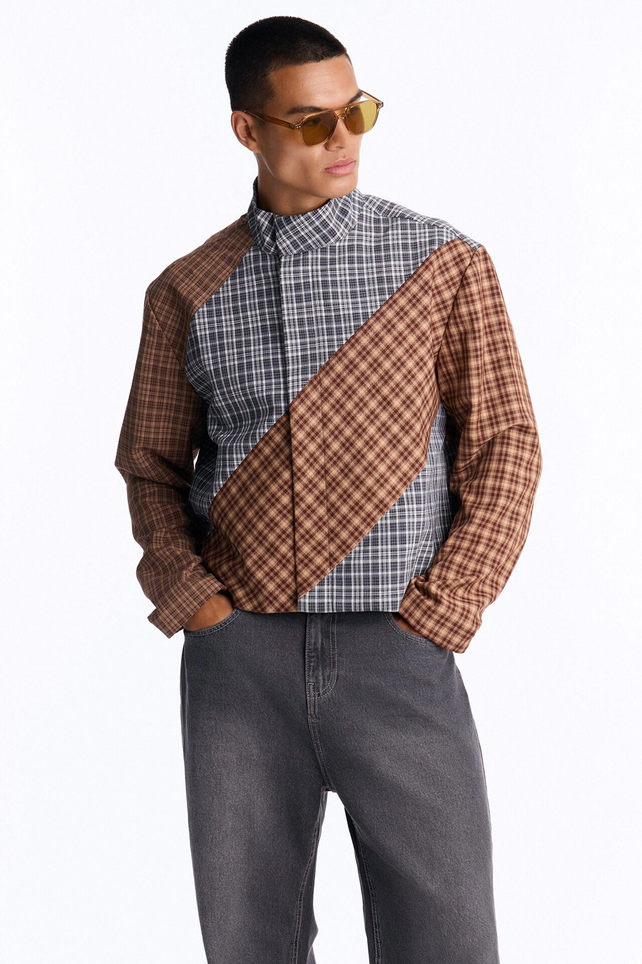 Elevated Feedback Plaid Bomber Jacket - Multi Color