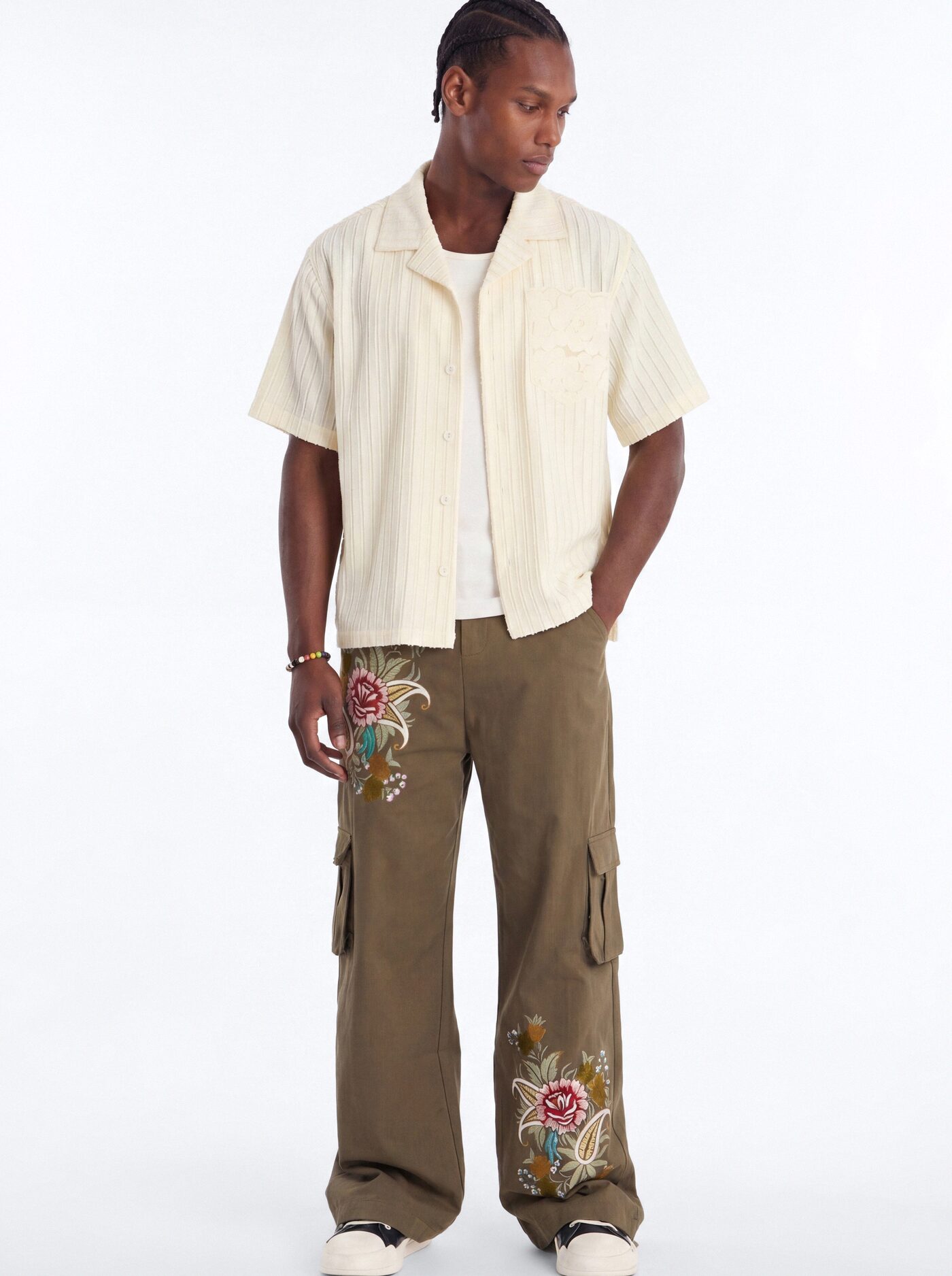 Sunday Social Cuban Collar Button Up Shirt - Cream