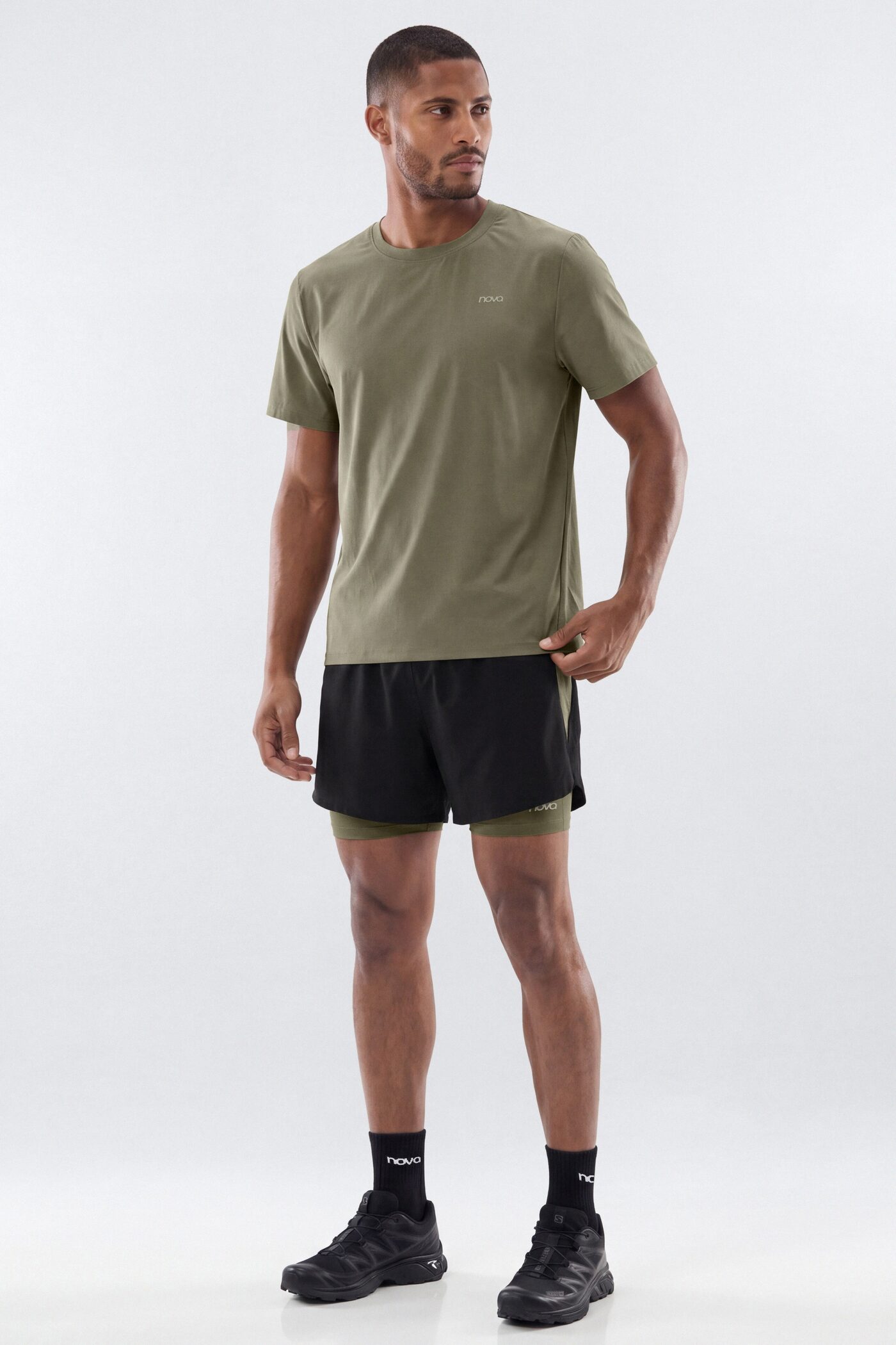 Lightweight Nylon RipStop Running Shorts - Moss