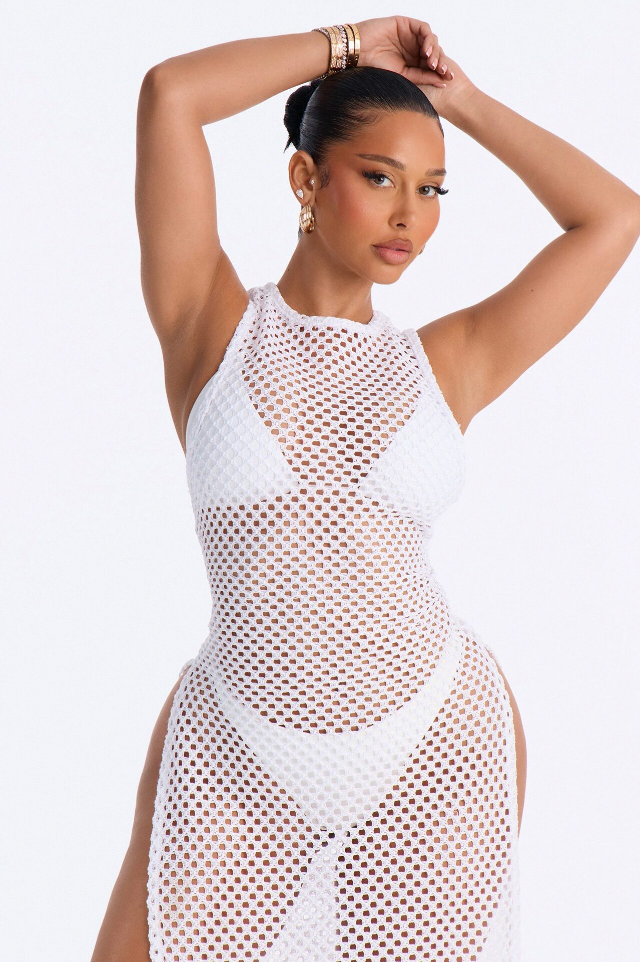 Paradise Sun Open Back Cover Up Midi Dress - White