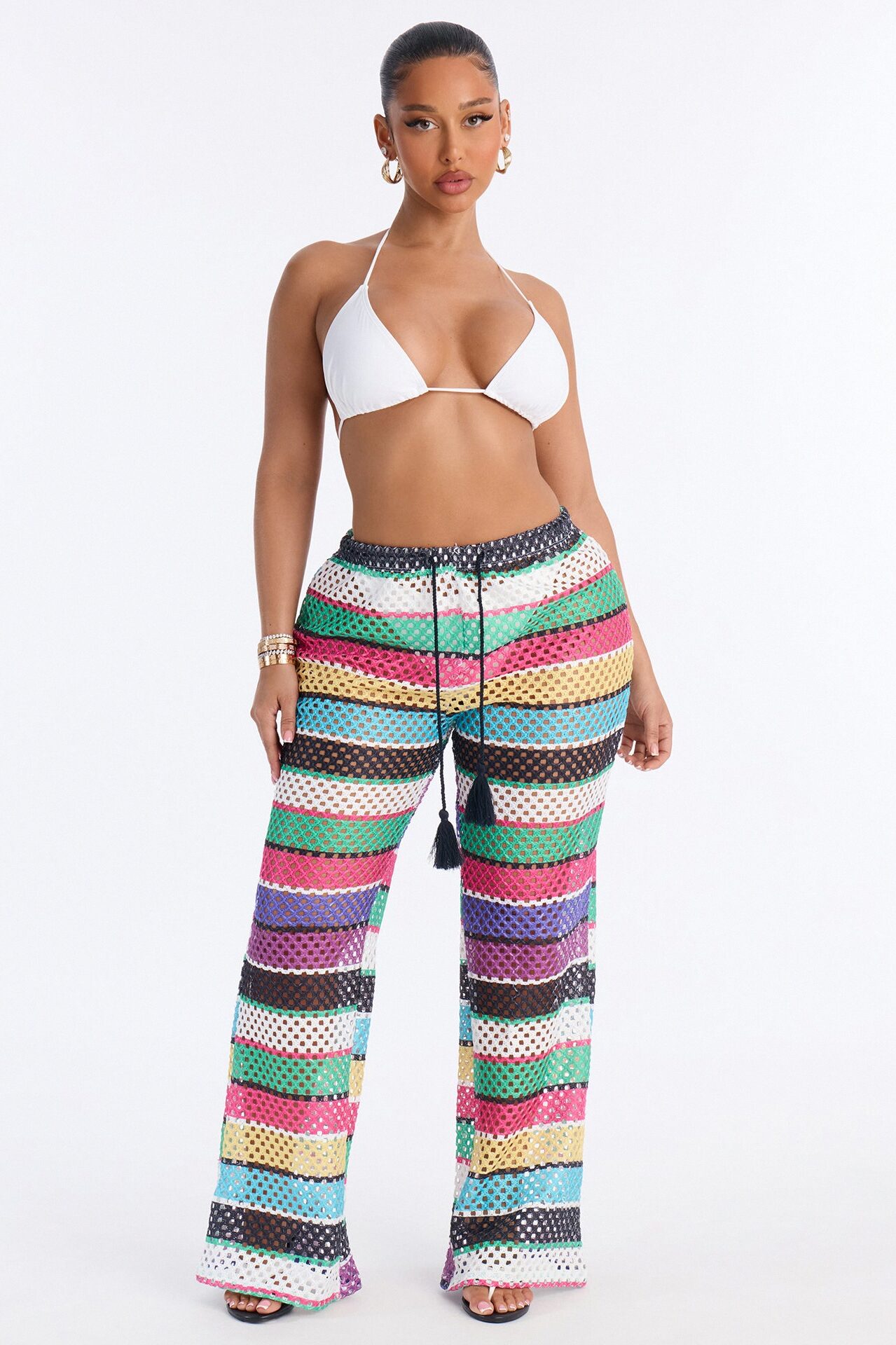Paradise Sun Stripe Cover Up Pants - Multi Color