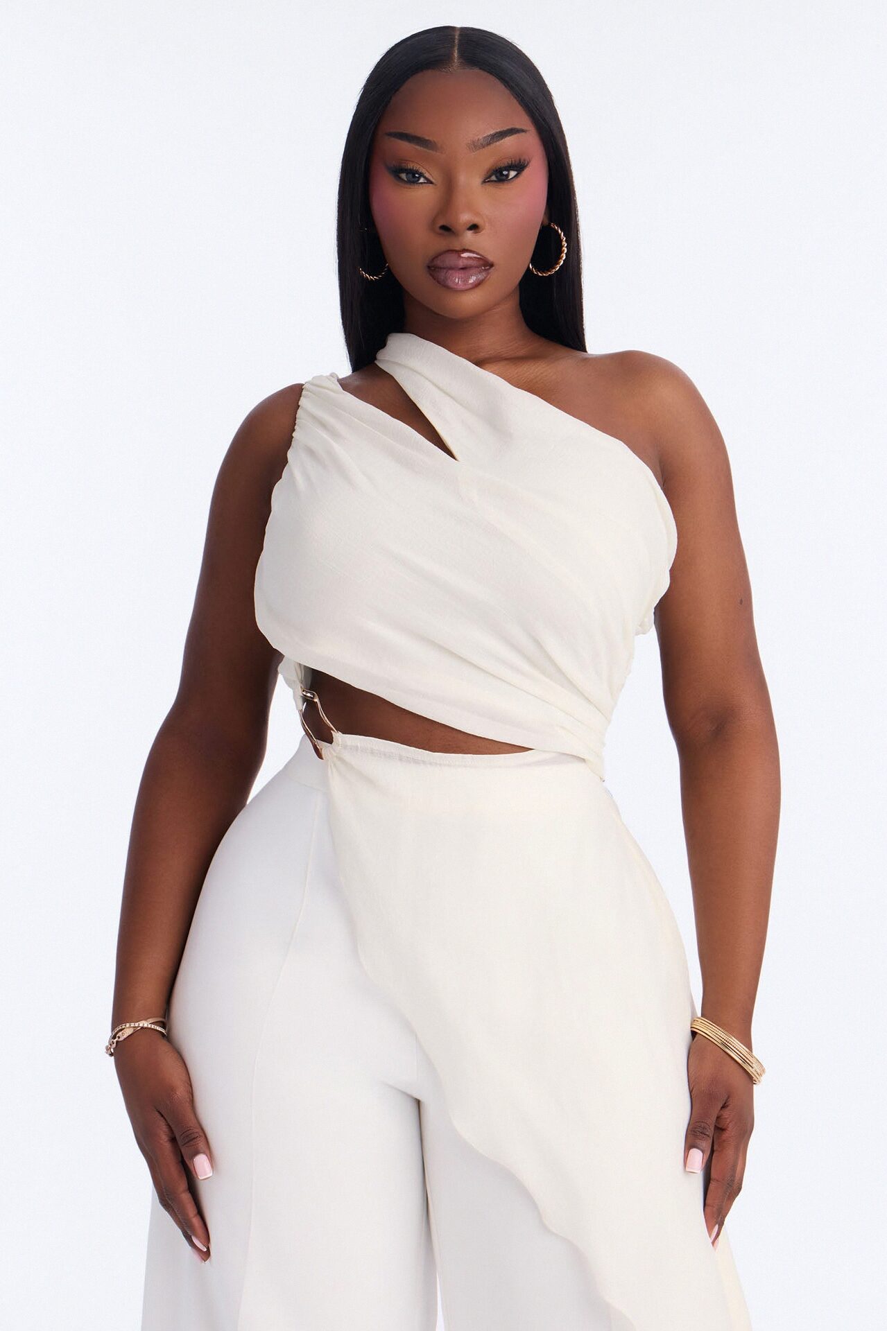Beatrice Draped Pant Set - Ivory