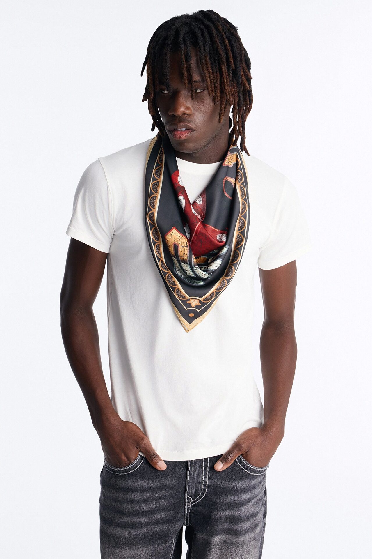 Bet On Me Rolled Dice Large Satin Bandana - Black