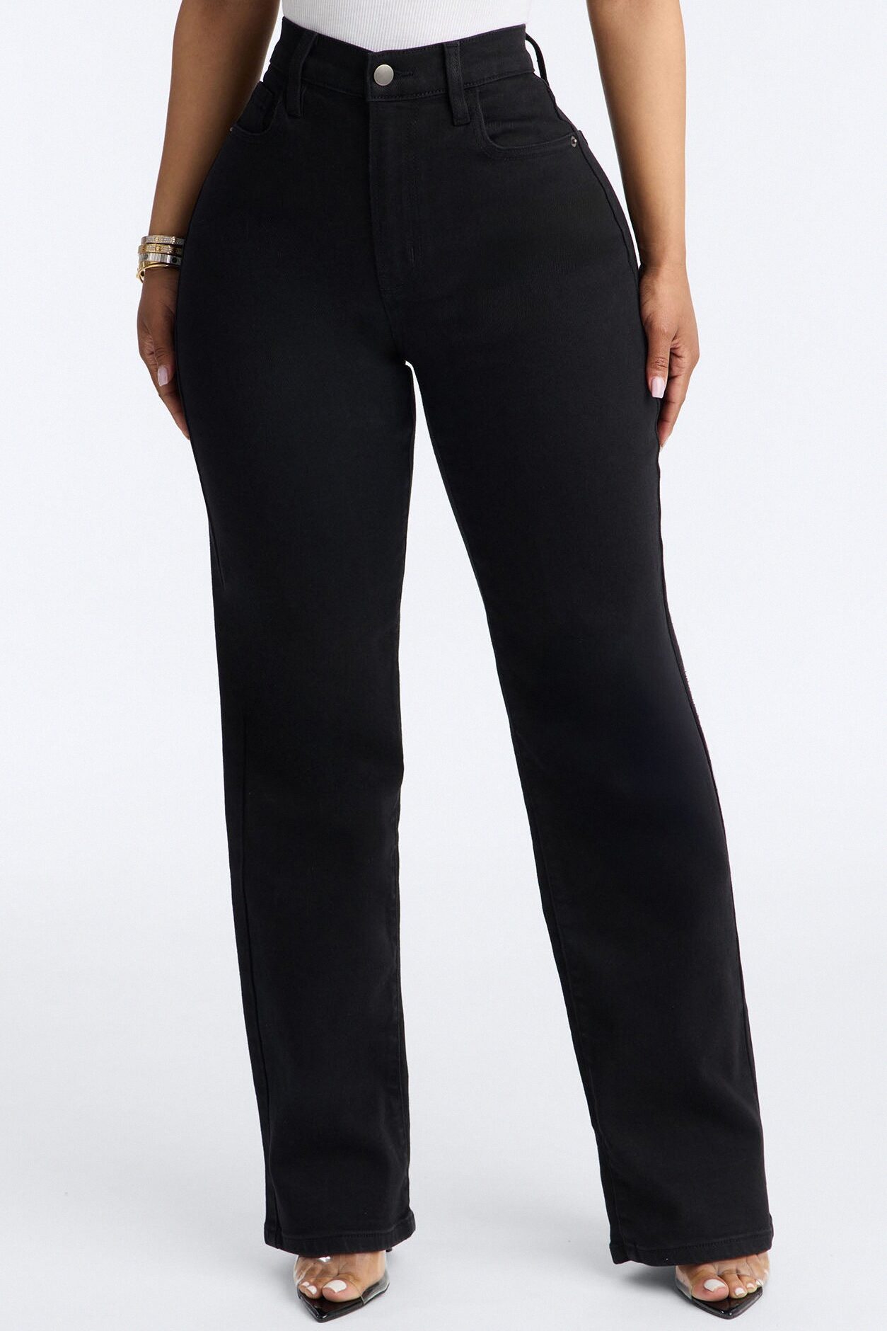 Evie Everyday Premium High Rise Stretch Straight Leg Jeans - Black