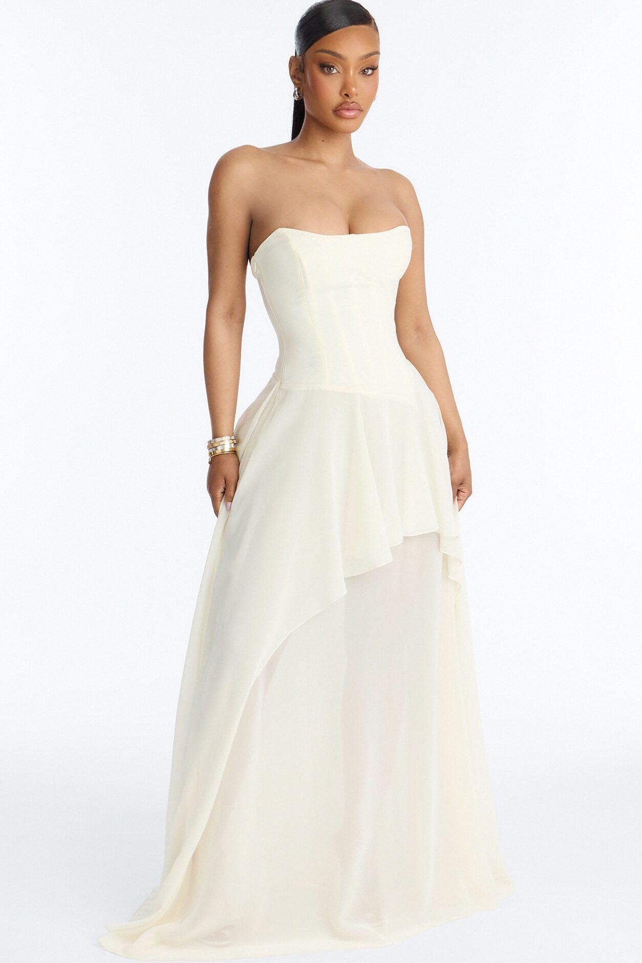 Effortless Charm Chiffon Gown - Ivory