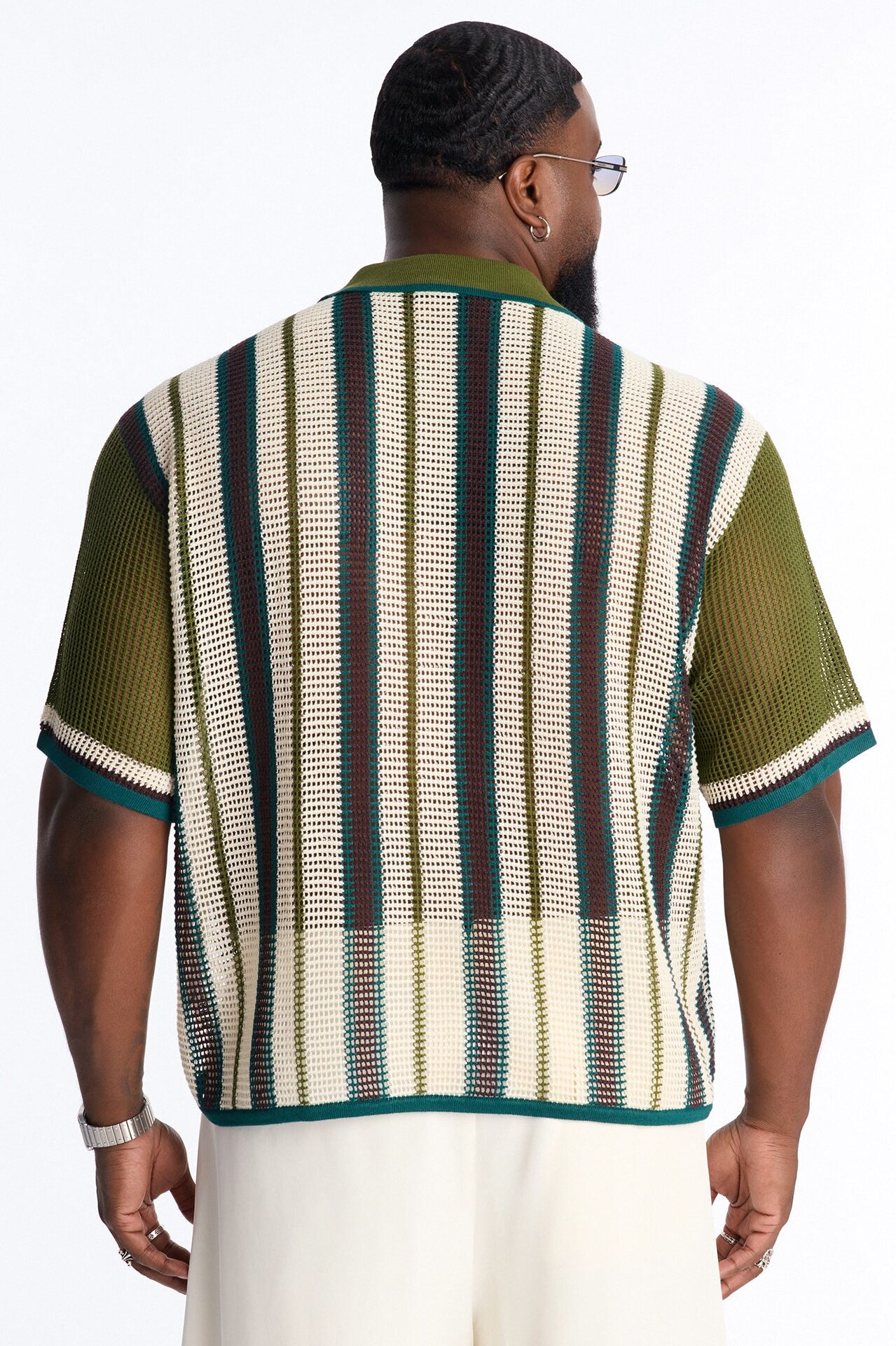 Your Classic Johnny Collar Stripe Polo - Green/combo