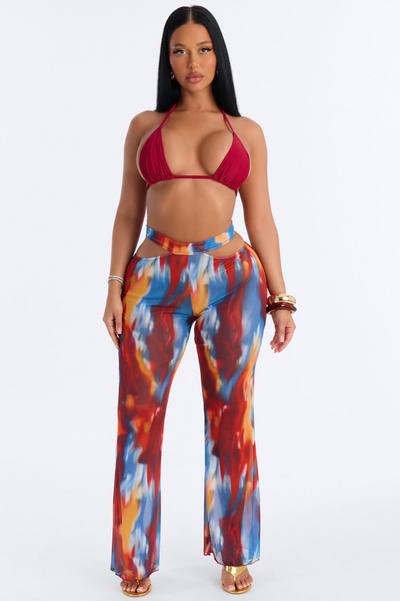Body Talk Swim Cover Up Pants - Multi Color