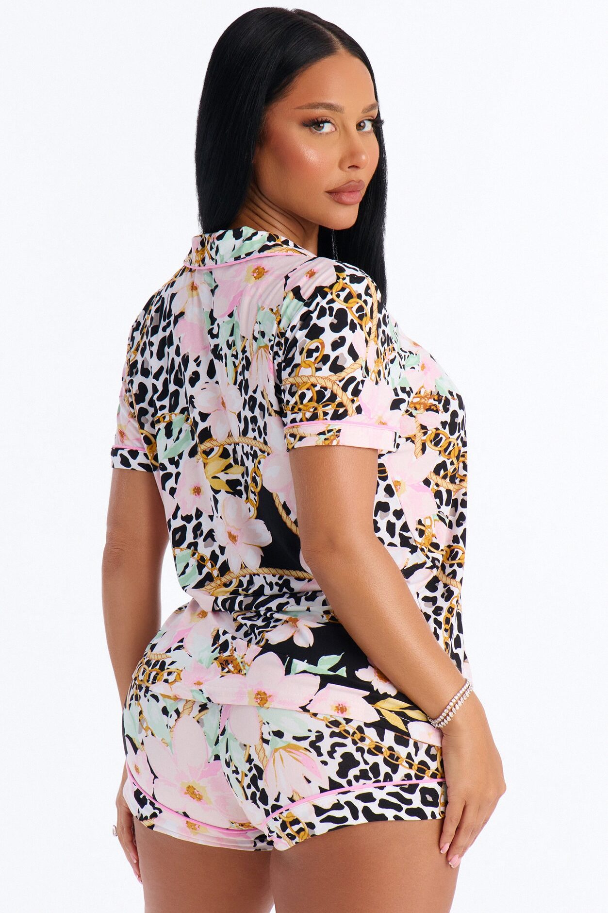 Snuggle Me Button Up PJ Short Set - Multi Color