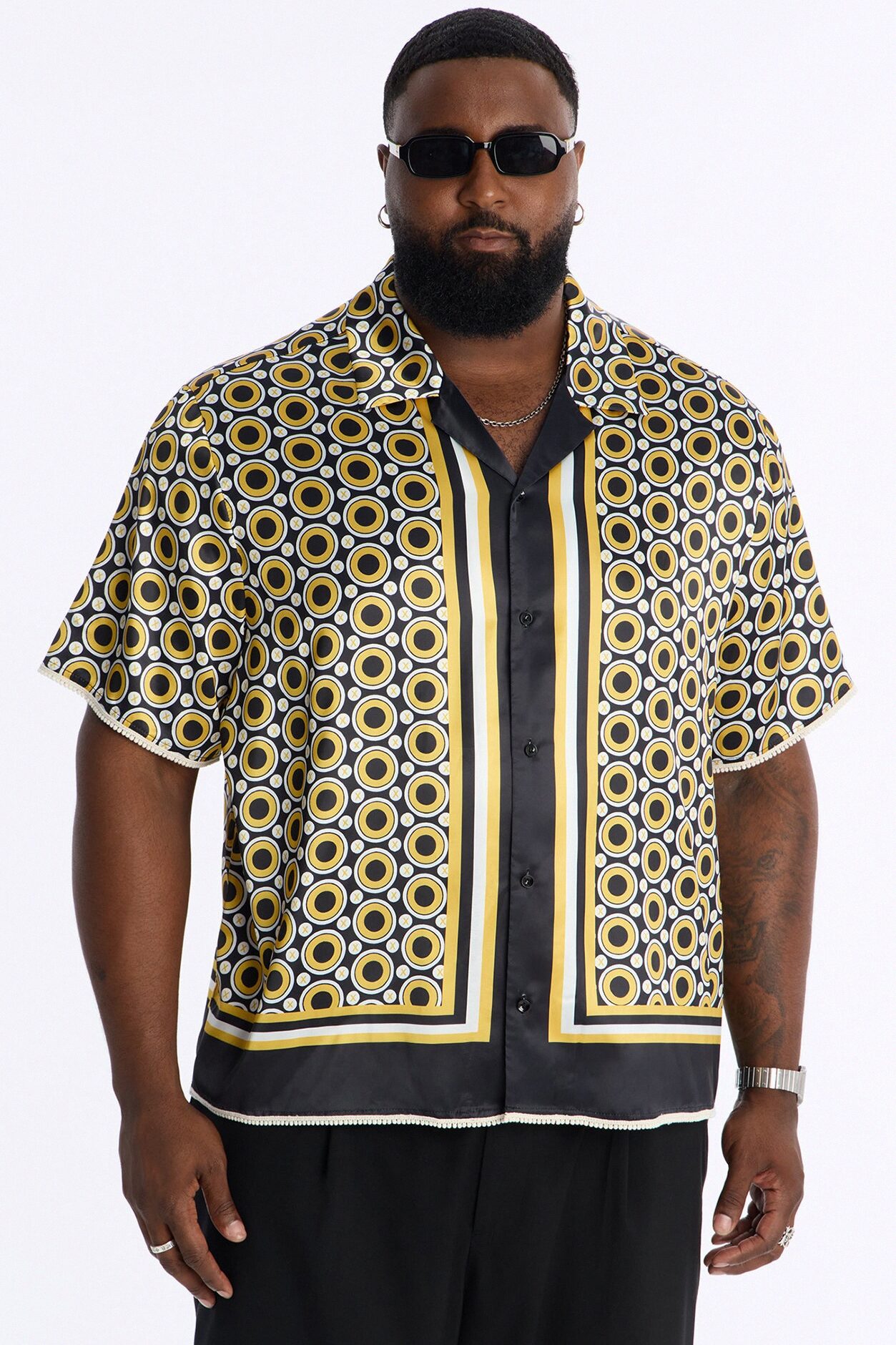 Relaxed Coded Luxe Button Up Shirt - Yellow/combo