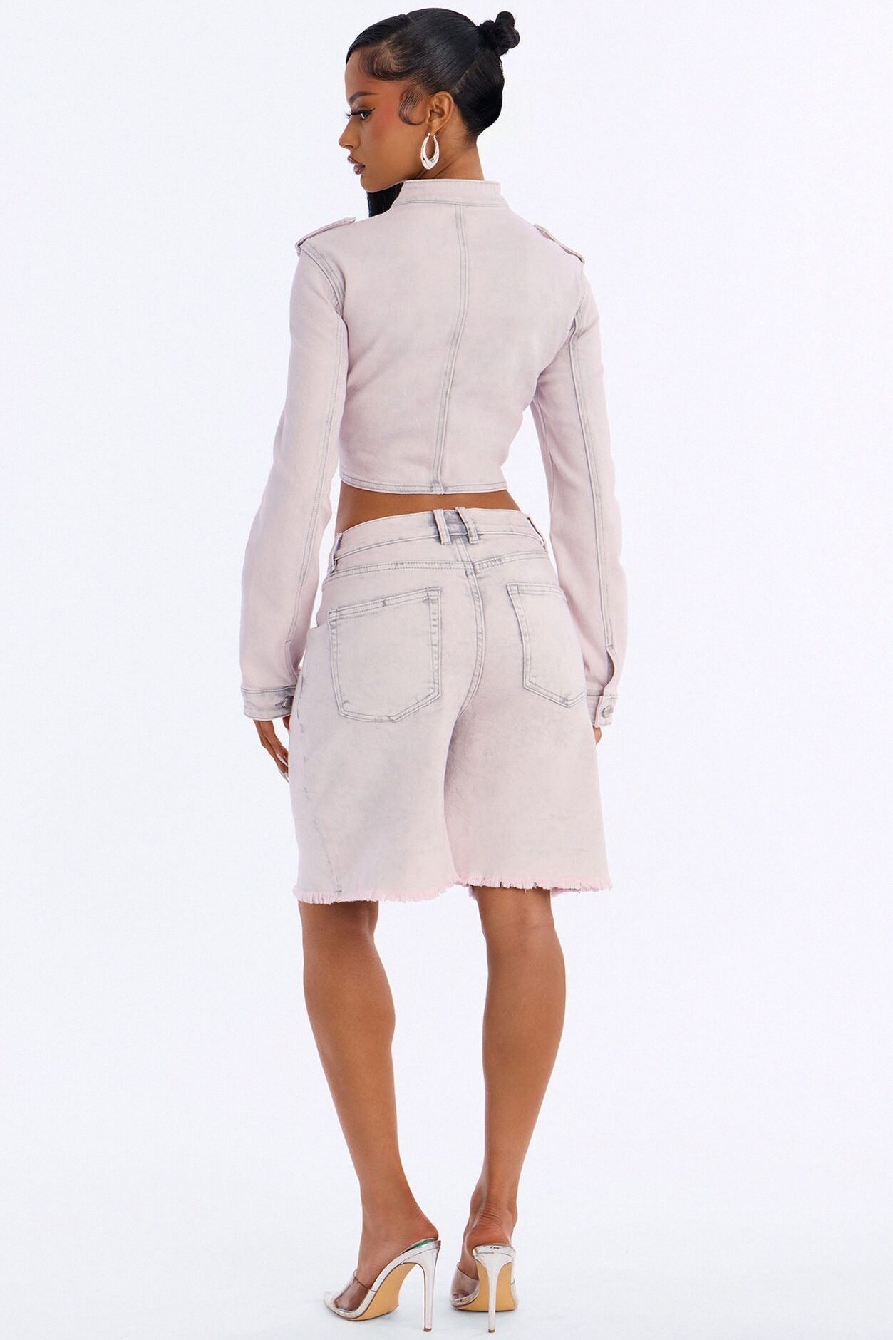 Pink Parade Denim Bermuda Shorts - Pink