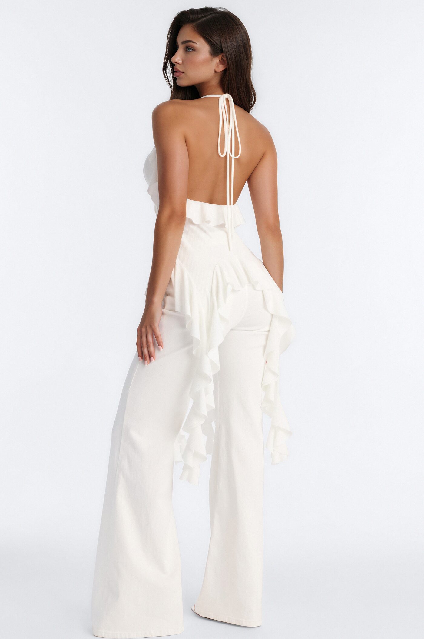 Justice Ribbed Flyaway Halter Top - White