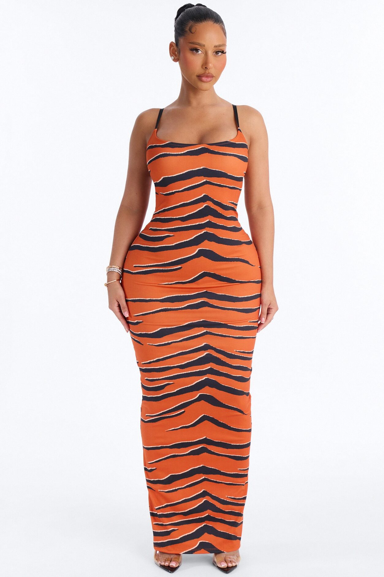 Your Wildest Dream Backless Maxi Dress - Orange/combo