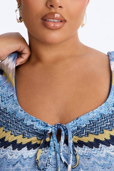 Malibu Waves Short Sleeve Knit Romper - Blue