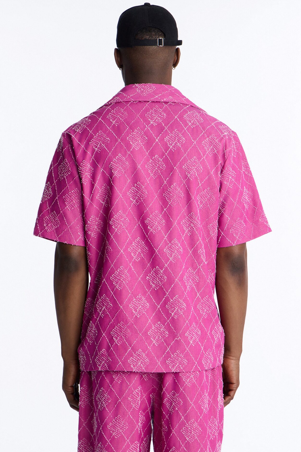 Diamond Frayed Jacquard Polo - Magenta