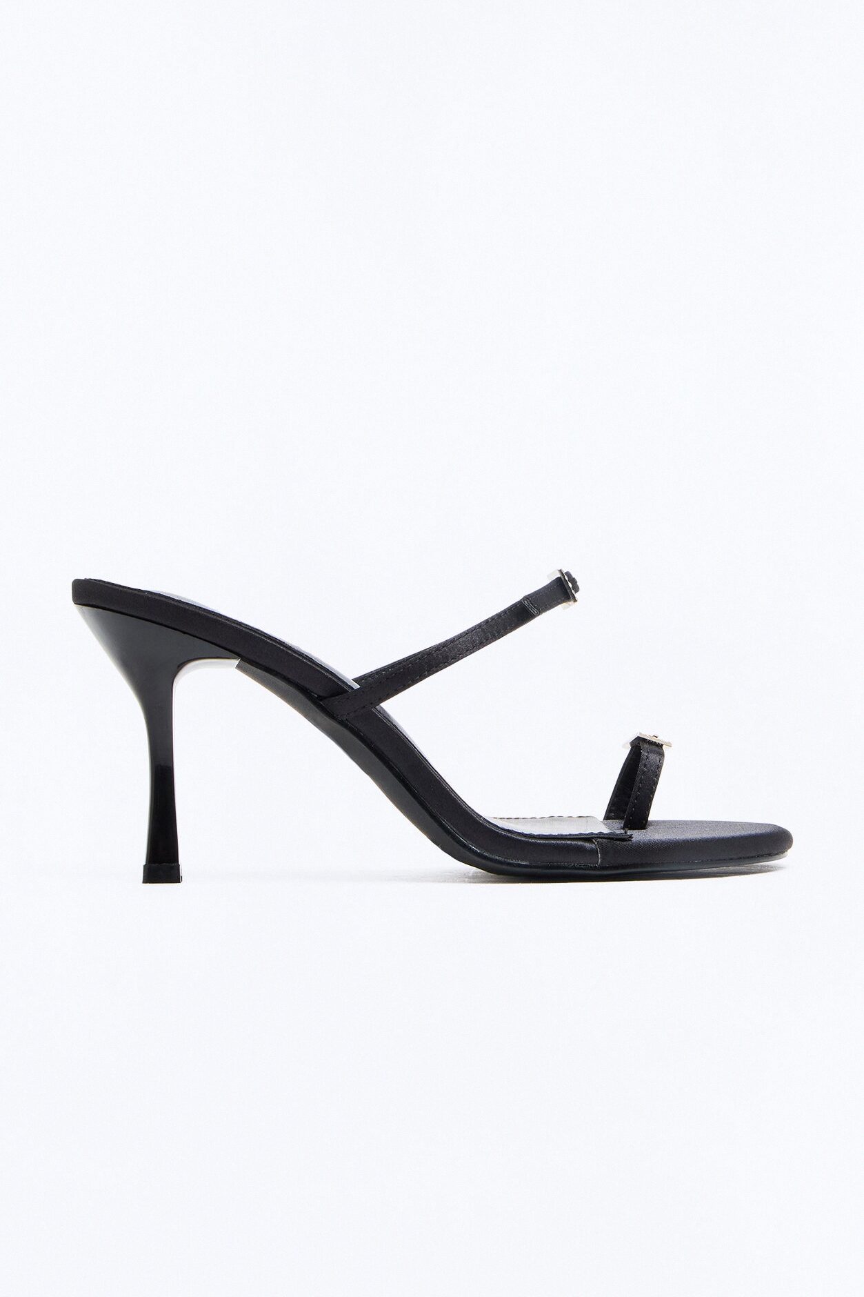 She Understood Satin Toe Ring Heels - Black