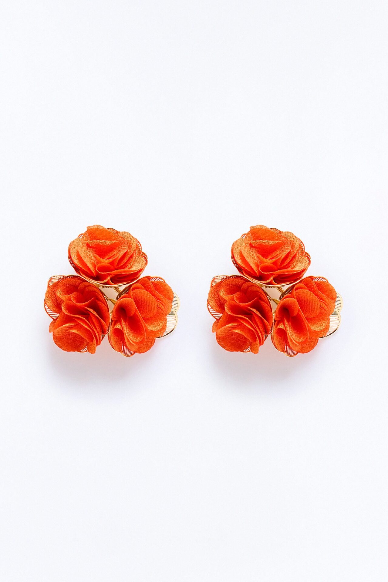 Burst Of Love Floral Earrings - Orange
