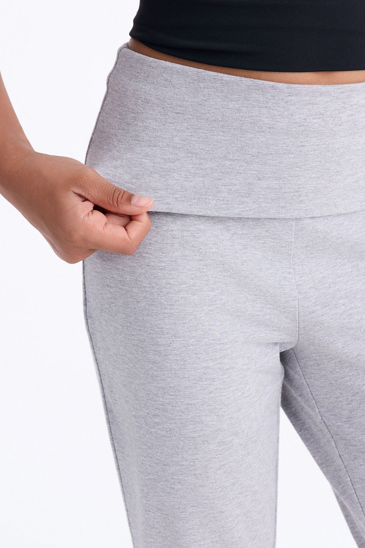 Mini Adriana Foldover Flare Pant - Heather Grey