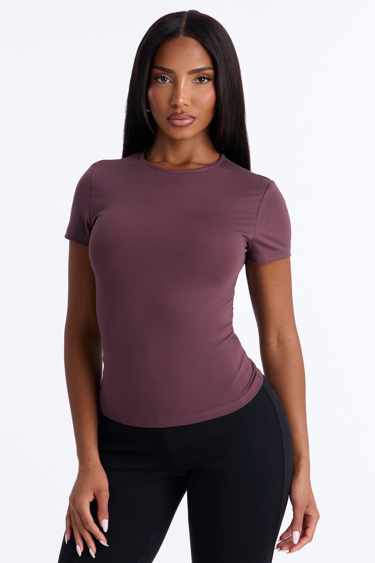 Myla Tricot Lounge Short Sleeve Top - Plum
