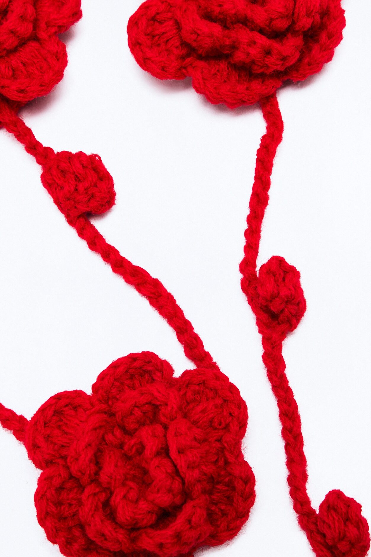 In Full Bloom Crochet Necklace Scarf - Red