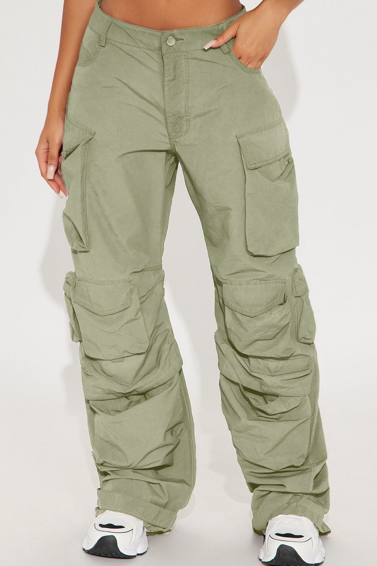 Talk It Up Oversized Cargo Pant - Sage