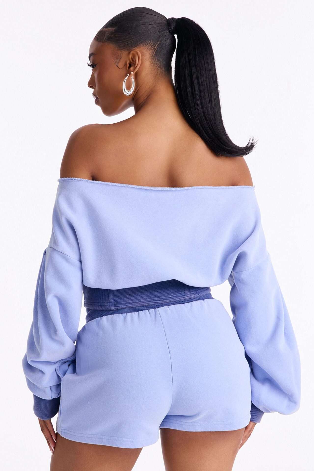 Come Find Me Washed Fleece Mix Short Set - Periwinkle