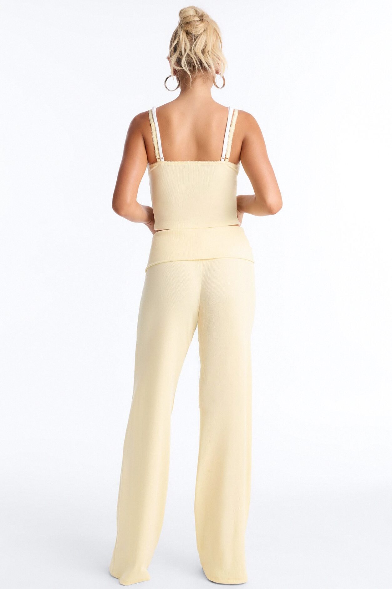 Golden Hour Foldover Waist Pant Set - Yellow